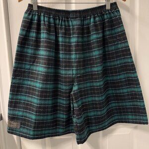 Vermont Flannel Co. Blue Green Plaid Flannel Boxer Pajama Shorts Size XXL